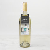 Whimsical Snowman in Winter Kerstmis Scene Flessenhanger (Op fles)