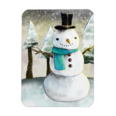 Whimsical Snowman in Winter Kerstmis Scene Magneet (Verticaal)