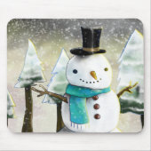 Whimsical Snowman in Winter Kerstmis Scene Muismat (Voorkant)