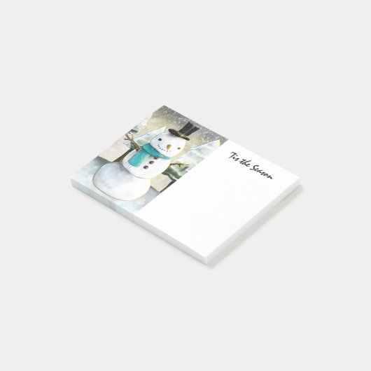 Whimsical Snowman in Winter Kerstmis Scene Post-it® Notes (Schuin)