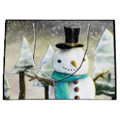 Whimsical Snowman in Winter Kersttekening Groot Cadeauzakje (Voorkant)