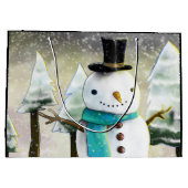 Whimsical Snowman in Winter Kersttekening Groot Cadeauzakje (Achterkant)