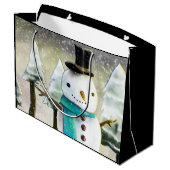Whimsical Snowman in Winter Kersttekening Groot Cadeauzakje (Achterkant Gekanteld)