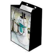 Whimsical Snowman in Winter Kersttekening Medium Cadeauzakje (Achterkant Gekanteld)