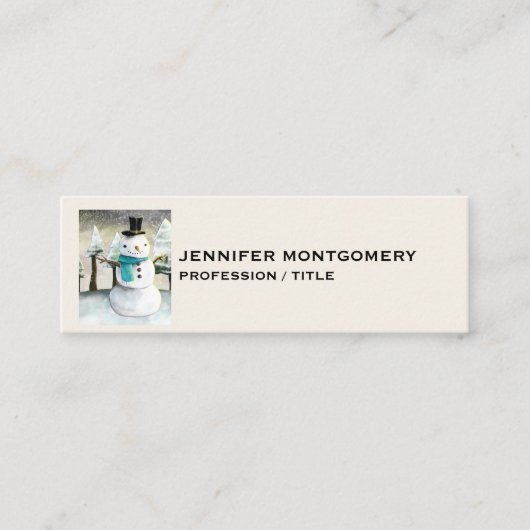 Whimsical Snowman in Winter Kersttekening Mini Visitekaartje (Voorkant)