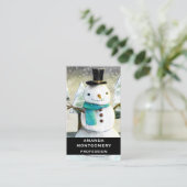 Whimsical Snowman in Winter Kersttekening Visitekaartje (Staand voorkant)