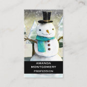 Whimsical Snowman in Winter Kersttekening Visitekaartje (Voorkant)