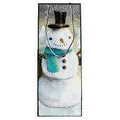 Whimsical Snowman in Winter Kersttekening Wijn Cadeautas (Achterkant)
