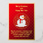 Whimsical Snowman Kerst Folie Kaart (Voorkant)