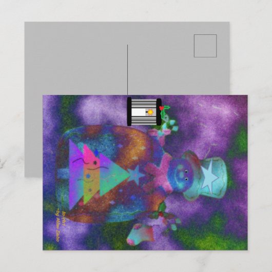 "Whimsical Snowman"-kerstBriefkaart Briefkaart (Voorkant / Achterkant)
