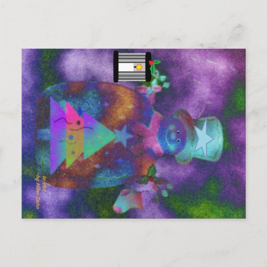 "Whimsical Snowman"-kerstBriefkaart Briefkaart (Voorkant)