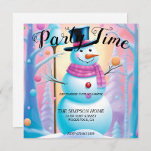 Whimsical Snowman Kerstfeest uitnodiging