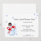 Whimsical Snowman Kerstparty Uitnodigingen (Voorkant / Achterkant)