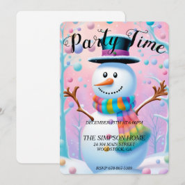 Whimsical Snowman Kerstuitnodiging Platte Kaart