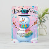 Whimsical Snowman Kerstuitnodiging Platte Kaart (Staand voorkant)