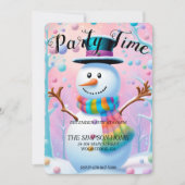 Whimsical Snowman Kerstuitnodiging Platte Kaart (Voorkant)