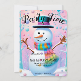 Whimsical Snowman Kerstuitnodiging Platte Kaart