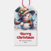 Whimsical Snowman Kids Gift Tag Editable Christmas Cadeaulabel (Voorkant)