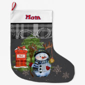 Whimsical Snowman Mailbox Christmas Stocking I Mom Grote Kerstsok (Voorkant)