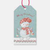 Whimsical Snowman Merry Kerstmis Cadeaulabel (Voorkant)