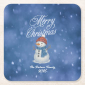 Whimsical Snowman Merry Kerstmis Kartonnen Onderzetters (Voorkant)