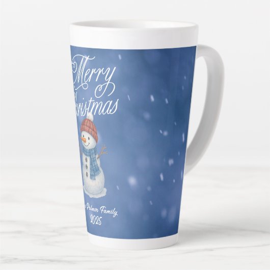 Whimsical Snowman Merry Kerstmis Latte Mok (Rechterhoek)