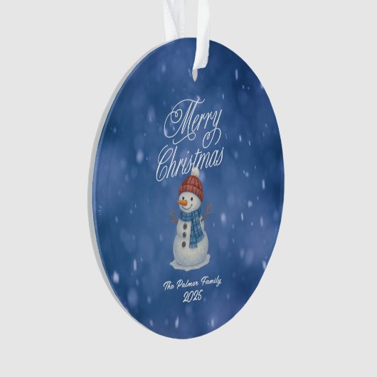 Whimsical Snowman Merry Kerstmis Ornament (voorkant)