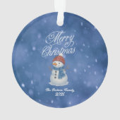 Whimsical Snowman Merry Kerstmis Ornament (achterkant)