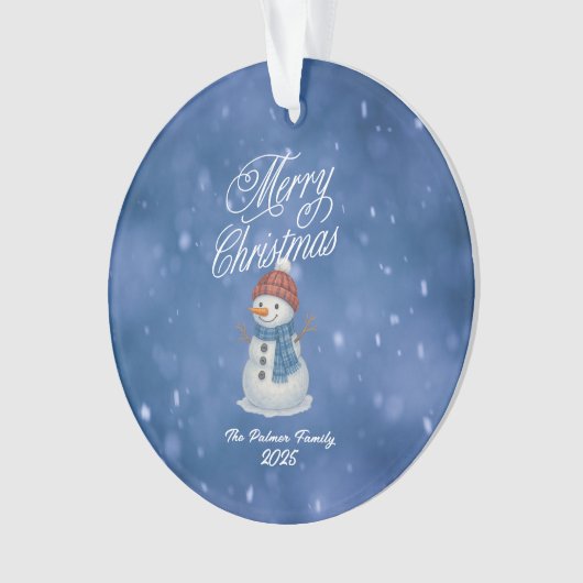 Whimsical Snowman Merry Kerstmis Ornament (voorkant)
