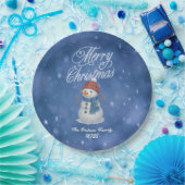 Whimsical Snowman Merry Kerstmis Papieren Bordje (Feest)