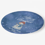 Whimsical Snowman Merry Kerstmis Papieren Bordje (Gekanteld)