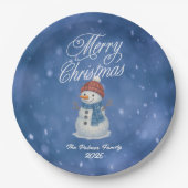 Whimsical Snowman Merry Kerstmis Papieren Bordje (Voorkant)
