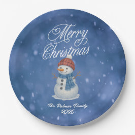 Whimsical Snowman Merry Kerstmis Papieren Bordje