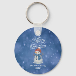 Whimsical Snowman Merry Kerstmis Sleutelhanger