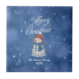 Whimsical Snowman Merry Kerstmis Tegeltje