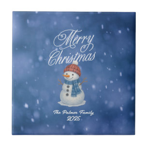 Whimsical Snowman Merry Kerstmis Tegeltje