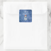 Whimsical Snowman Merry Kerstmis Vierkante Sticker (Tas)