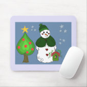 Whimsical Snowman met Birdhouse Muismat (Met muis)