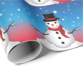 Whimsical Snowman met zwart Pet en Red Scarf Cadeaupapier (Rol Hoek)