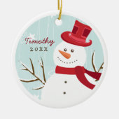 Whimsical Snowman Personalized Photo Ornament (Voorkant)