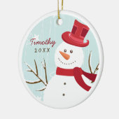 Whimsical Snowman Personalized Photo Ornament (Links)