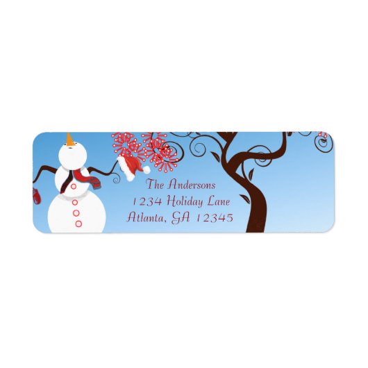 Whimsical Snowman Return Address Etiket (Voorkant)