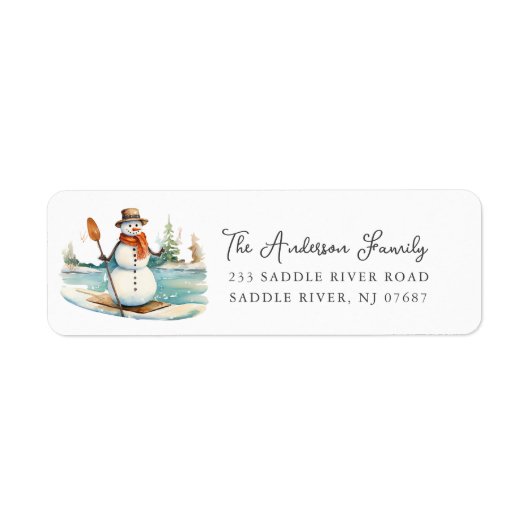 Whimsical Snowman Return Address Etiket (Voorkant)