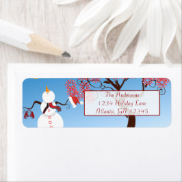 Whimsical Snowman Return Address Etiket