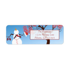 Whimsical Snowman Return Address Etiket