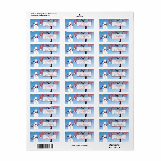Whimsical Snowman Return Address Etiket (Full Sheet)