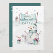 Whimsical Snowman Scene Holiday Kerstfeest Feestdagenkaart (Voorkant / Achterkant)