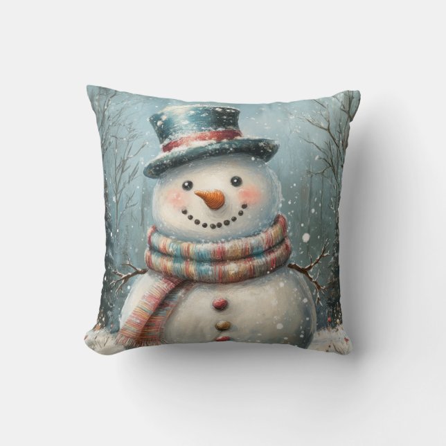 Whimsical Snowman Sierkussen (Voorkant)