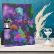 "Whimsical Snowman" Tabletop Plaque met Easel