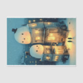 Whimsical Snowman Topped Houses DX1R Decoupage Tissuepapier (Voorkant)